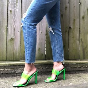 ASOS Design Lime Green Hayward clear heeled mule